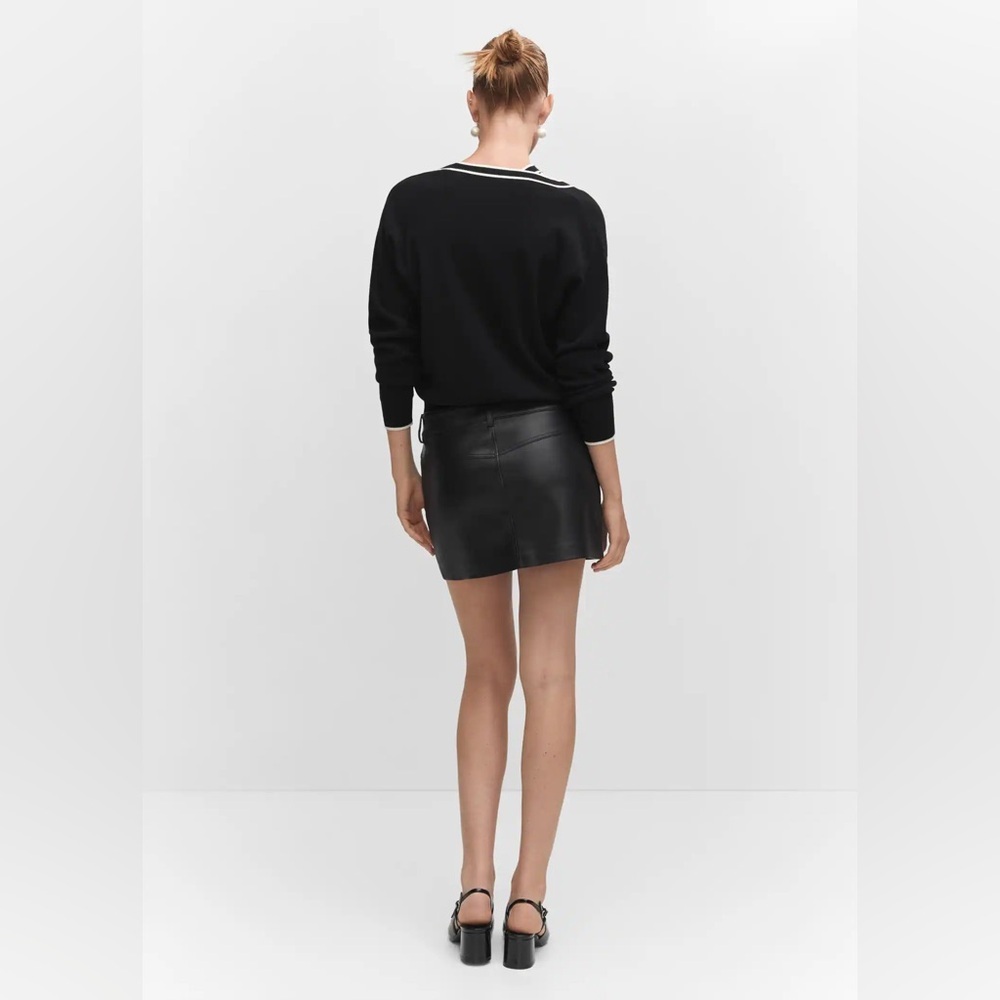 Mango Black faux leather Mini Skirt NWT - Picture 4 of 6
